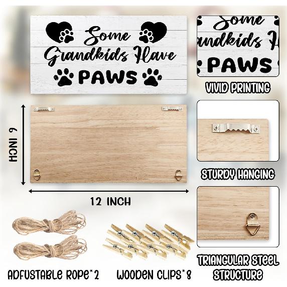 Dog Grandparents Gifts Picture Frame Photo Hanging Display, Dog Grandma Grandpa Lovers Owner Gifts, Some Grandkids Have Paws Picture Board Photo