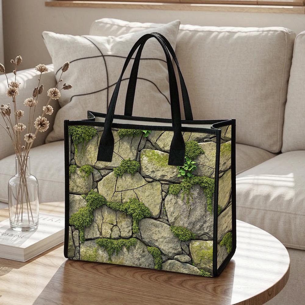 Moss Stone Pattern Women Tote Bag Casual Daily Use Handbag Large Capacity Fashion Outdoor Carry Bag