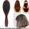 Hair Brush Wood Handle Boar Bristle Beard Comb Styling Detangling Straighten Boar Bristles Massage Comb