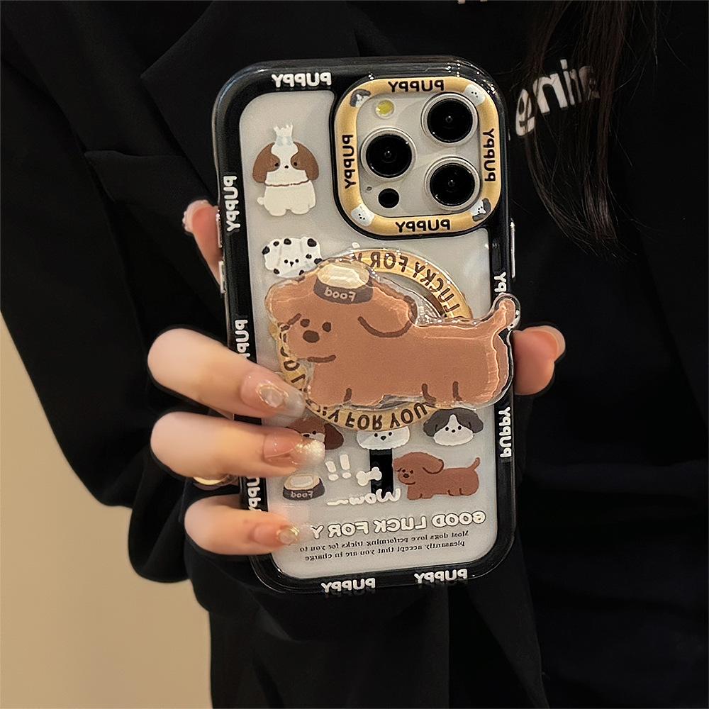 Personalized Graffiti Dog IPhone Case 16 Suitable for 14ProMax Magnetic Bracket IPhone 13 American 12 Hard