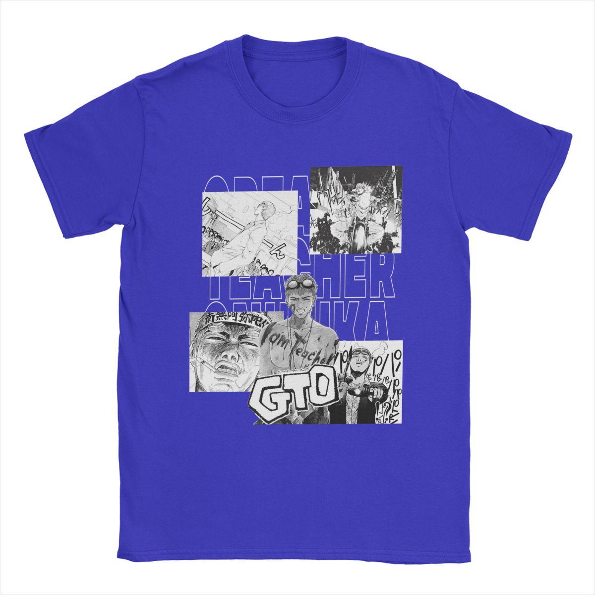 

Мужская футболка GTO Great Teacher Onizuka Vintage Pure Cotton Tees Короткие рукава Аниме Футболки Топы с круглым вырезом Идея для подарка L синий