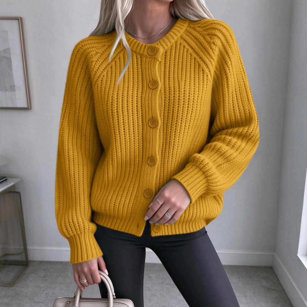 Women's Color Long Sleeve Open Front Knit Cardigan Sweater