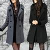 Fashion Winter Warm Mid-length Woolen Coat Women's Fall Winter Long Sleeve Jacket Hood Double-breasted Outerwear