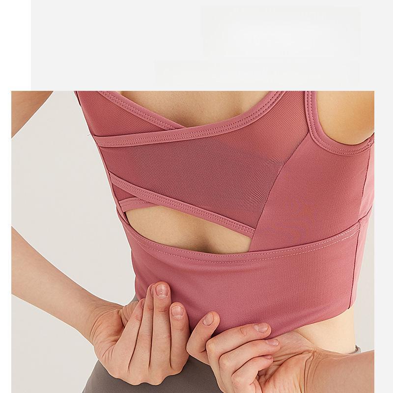 Juyitang Sport-BH mit gekreuztem Rücken, stoßfest, für Yoga und Fitness