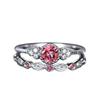 Stilvolles & Vielseitiges Zirkon Damen Rosa Edelstein Ring Set