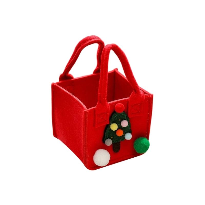 

Large Capacity Felt Apples Pouch with Handle Christmas Party Decoration Holiday Gift Bag For Family Gatherings бордовий