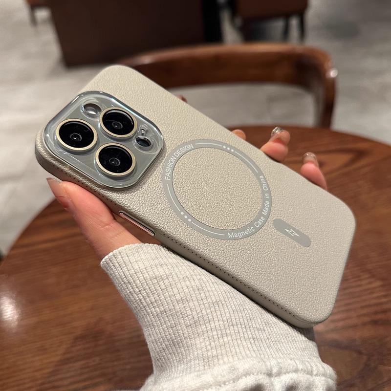 The New Lychee Peel Pattern Is Suitable for IPhone15 Phone Cases  IPhone 16promax Magnetic Suction and Full Coverage Protective Cases