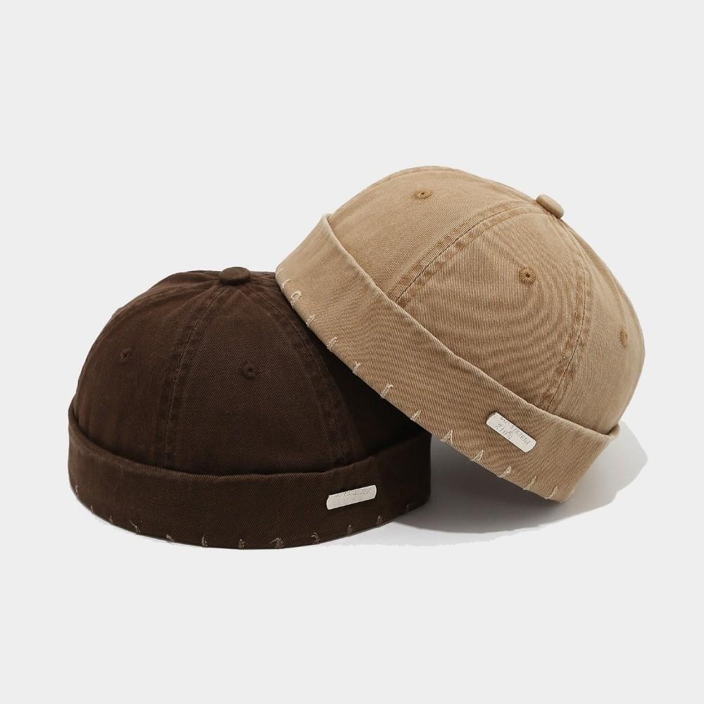 Vintage gewaschene Denim-Brimless-Docker-Kappe einfarbige Baumwoll-Hip-Hop-Mütze verstellbare Melonen-Beanie-Mütze für Jungen und Mädchen