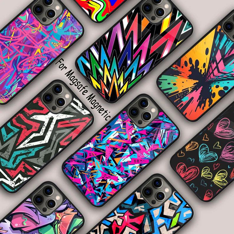 Colorful Lines Abstract Graffiti Art Magnetic Phone Case For APPLE iPhone 17 Air 16 14 13 12 Pro Max 15 Plus MagSafe Cover