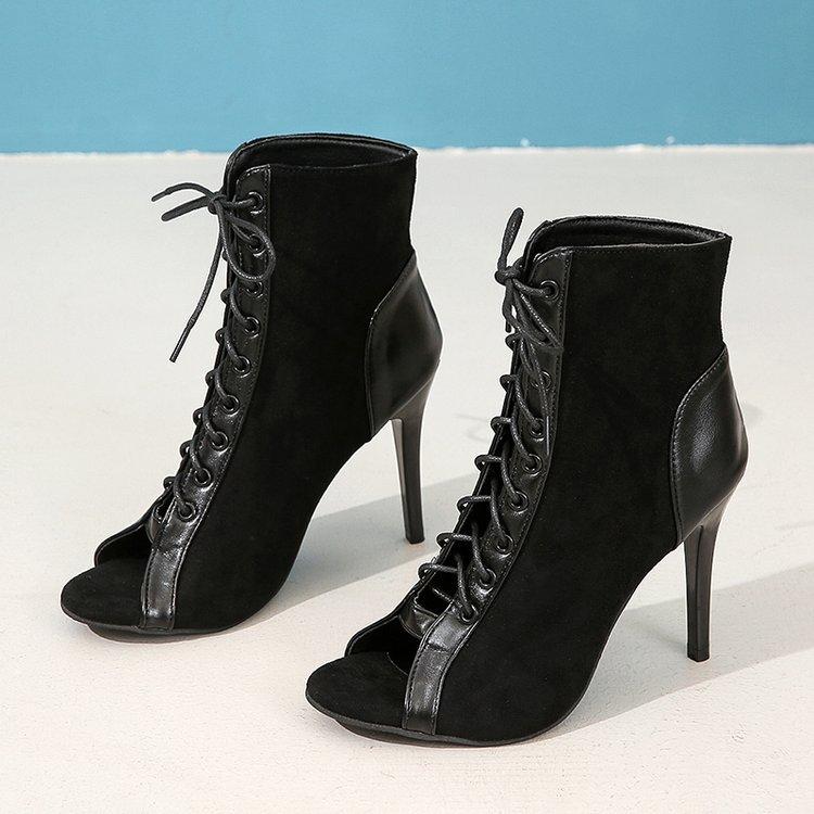 

Foreign trade 2025 large size fish mouth strap cool boots spring European and American sexy thin heel sandals versatile European and American style 43 чёрный