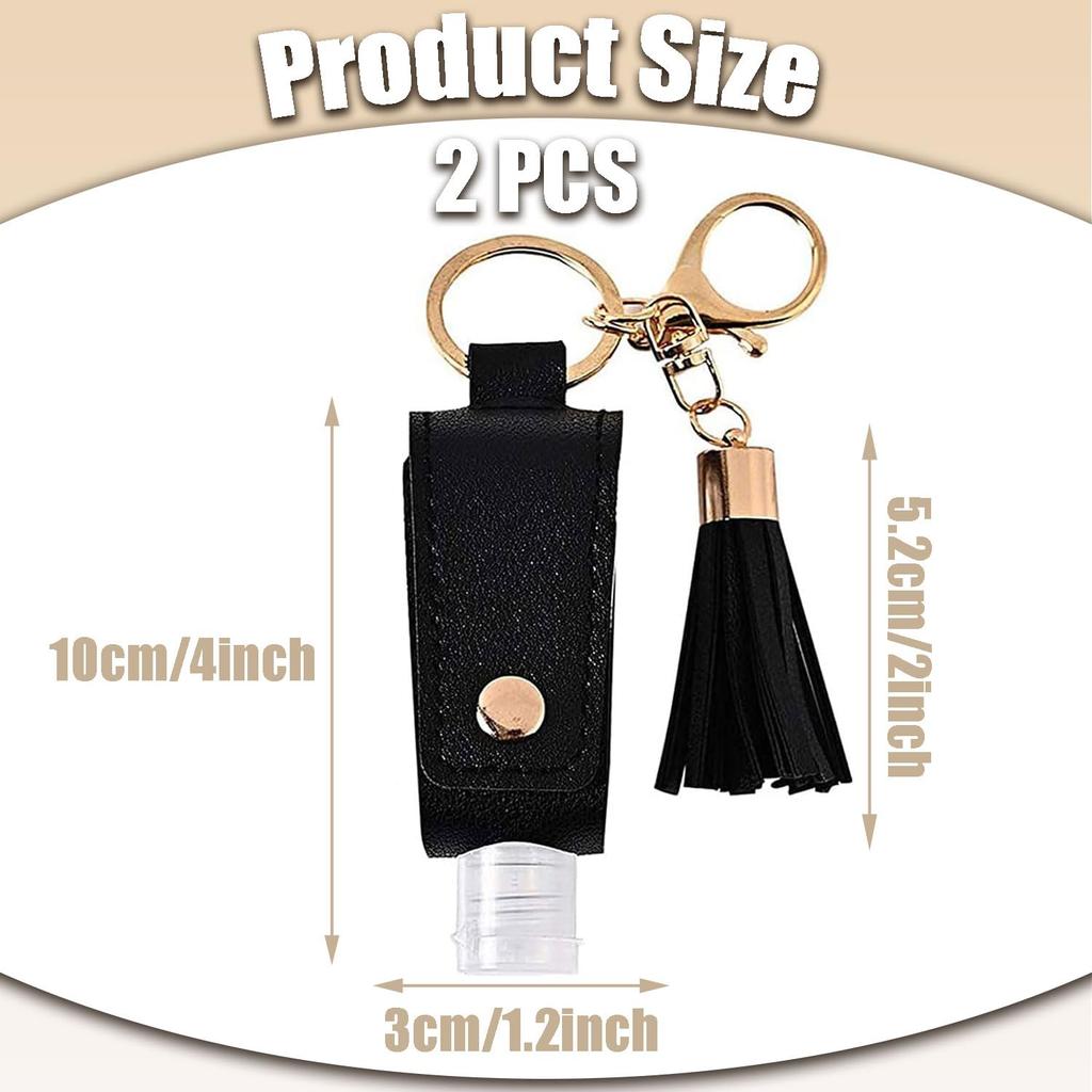 LvYiLinggg Leather Case Travel Bottle Refillable Hand Wash Holder 30ml Black Portable Hand Gel Case with Handle Keychain Compatible Refillable Tube