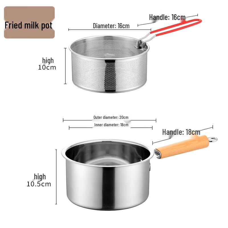 Yoshida Craftsman 304 SS Frying & Milk Pot with Strainer