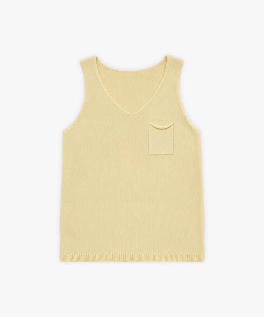 Keulleiseu Linen Blended Pocket Sleeveless_Yellow