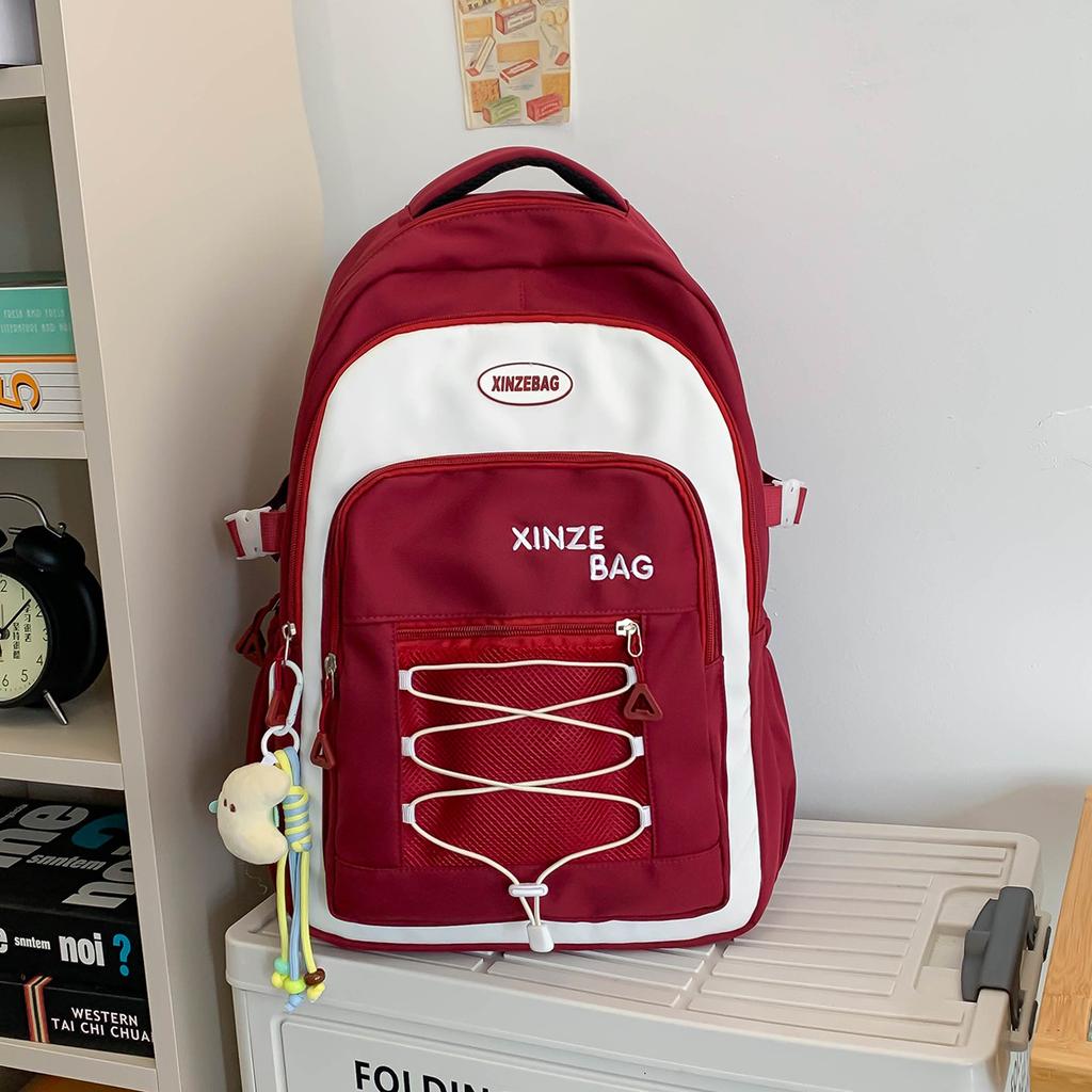 High-value student schoolbag female cute simple girl backpack junior high school students casual large-capacity backpack tide