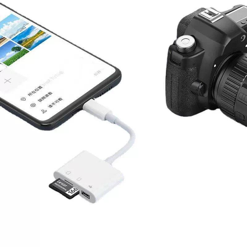 3-in-1 OTG Card Reader Type-C Adapter SD/TF Card Slots USB 2.0 Interface Multi-Function External Mobile Phone Adapter