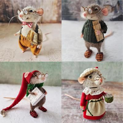 DIY Kleine Maus Puppe Weihnachten Nadelgefilzte Maus Basteldekoration Nadelgefilzte süße Nadelgefilzte Maus Handarbeit Wolle gefilzt