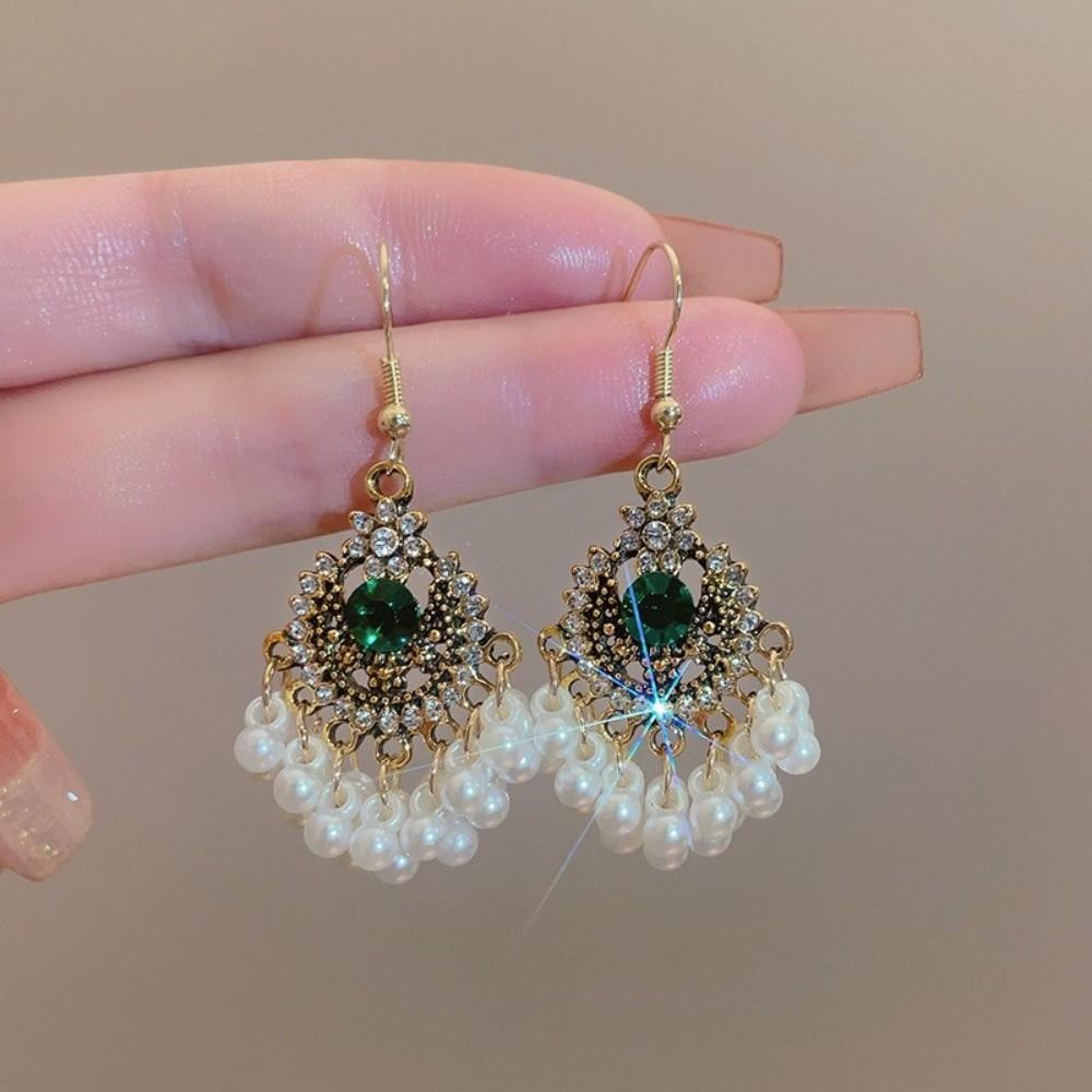 Beaded Ethnic Style Earrings Hook Piercing Exaggerated Tassel Earrings Hipster