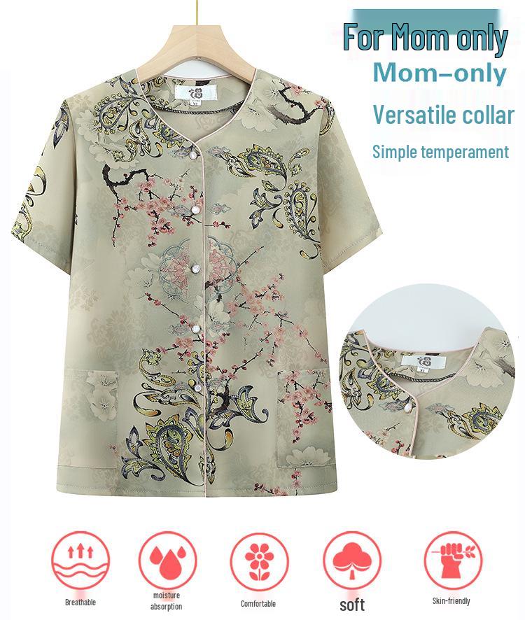Stylish Summer Short-Sleeve Shirt for Elderly Women (80+)