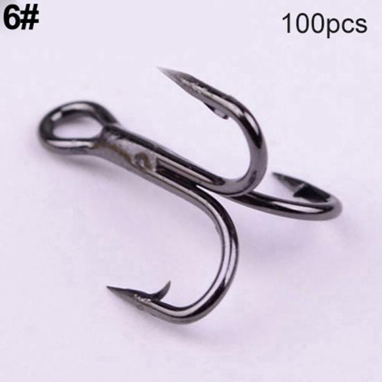 100 Stück Drillinge aus Hartstahl, 7 Größen, 2/4/6/8/10/12 Angelhaken-Gerät