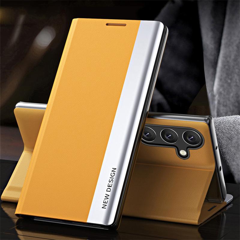 6D Plating Leather Phone Shockproof Case For Samsung Galaxy S25FE S24 S25 Ultra S23 S21 S22 Plus 5G Full Protection Magnetic Flip Book Stand Cover