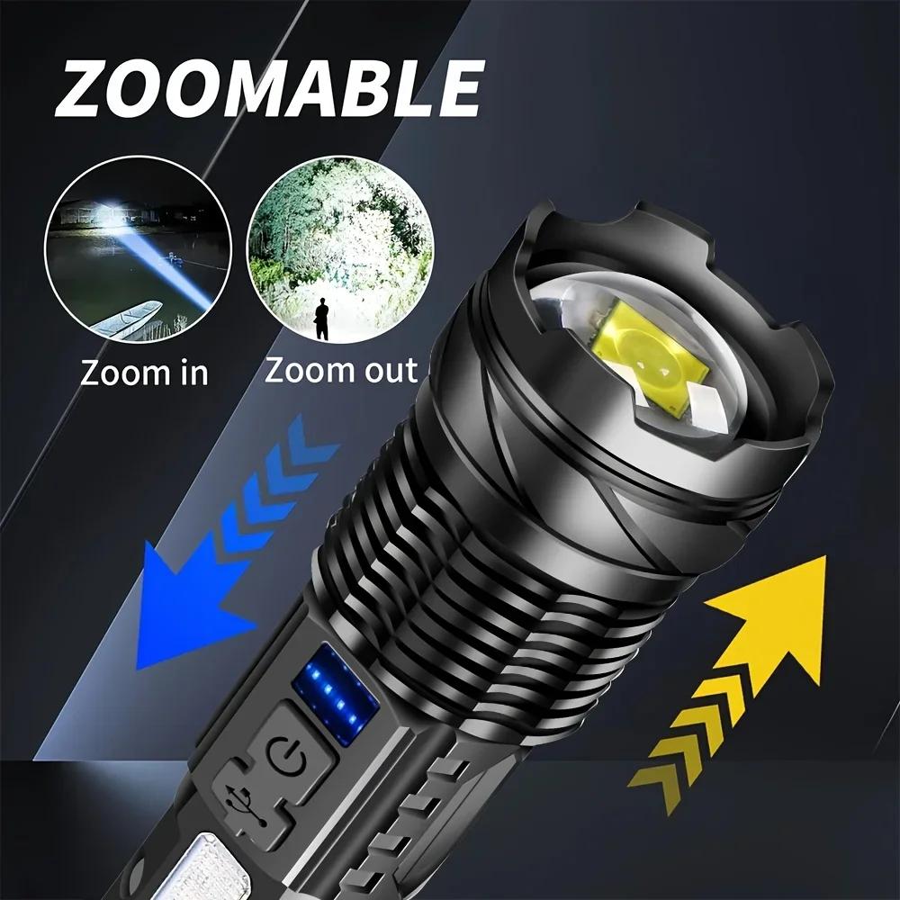 2PCS Flashlight Rechargeable Torch Strong Light Flashlight Long Range Tactical Zoom Lamp Outdoor Camping Lantern Christmas Gifts