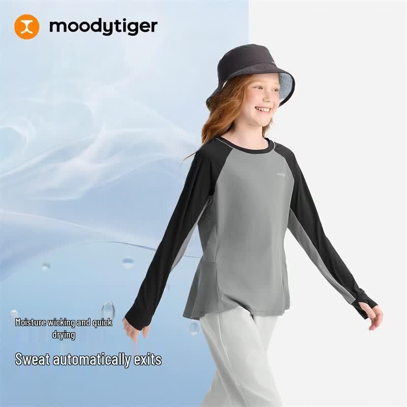 Moodytiger Girls' Long Sleeve UV Protection Sports T-Shirt