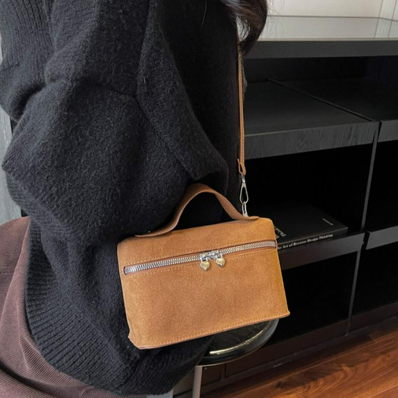 Autumn Winter Premium Suede Tote Bag Texture Simple and Versatile Crossbody Shoulder Bag Retro Vintage Stylish Lunch Box Bag