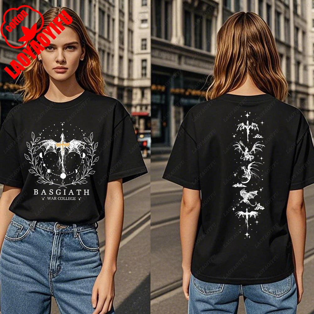Fourth Wing DoubleSided TShirt Basgiath War College TShirt Women Tshirts High Quality Cotton Short Sleeve Graphic Vintage Tee