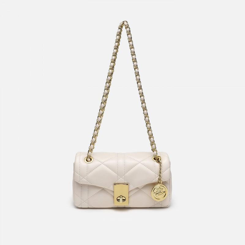 Womens Mini Square Crossbody Bag With Rhombus Stitching PU Leather Chain Strap Fashionable Street Style Shoulder