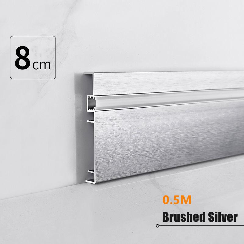 H80mm LED Skirting Line 0.5m 1m Brushed LED Aluminium Profile Floor Baseboard Bar Strip Light Metal Wall Skirting Linear Lamp
