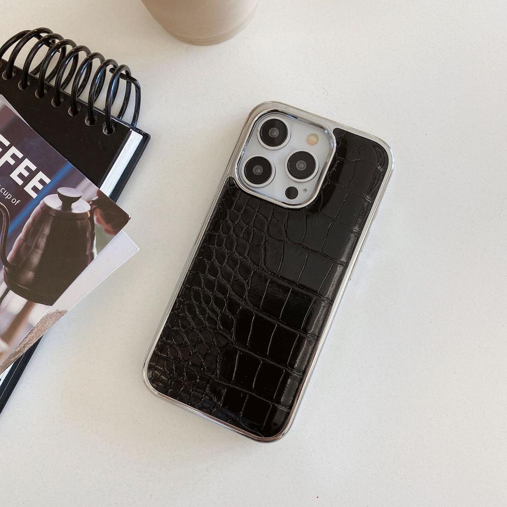 Geeignet für Das Bunte Krokodilhautmuster Apple 16promax Handyhülle 14 Galvanisierte IPhone15 Schutzhülle für Frauen