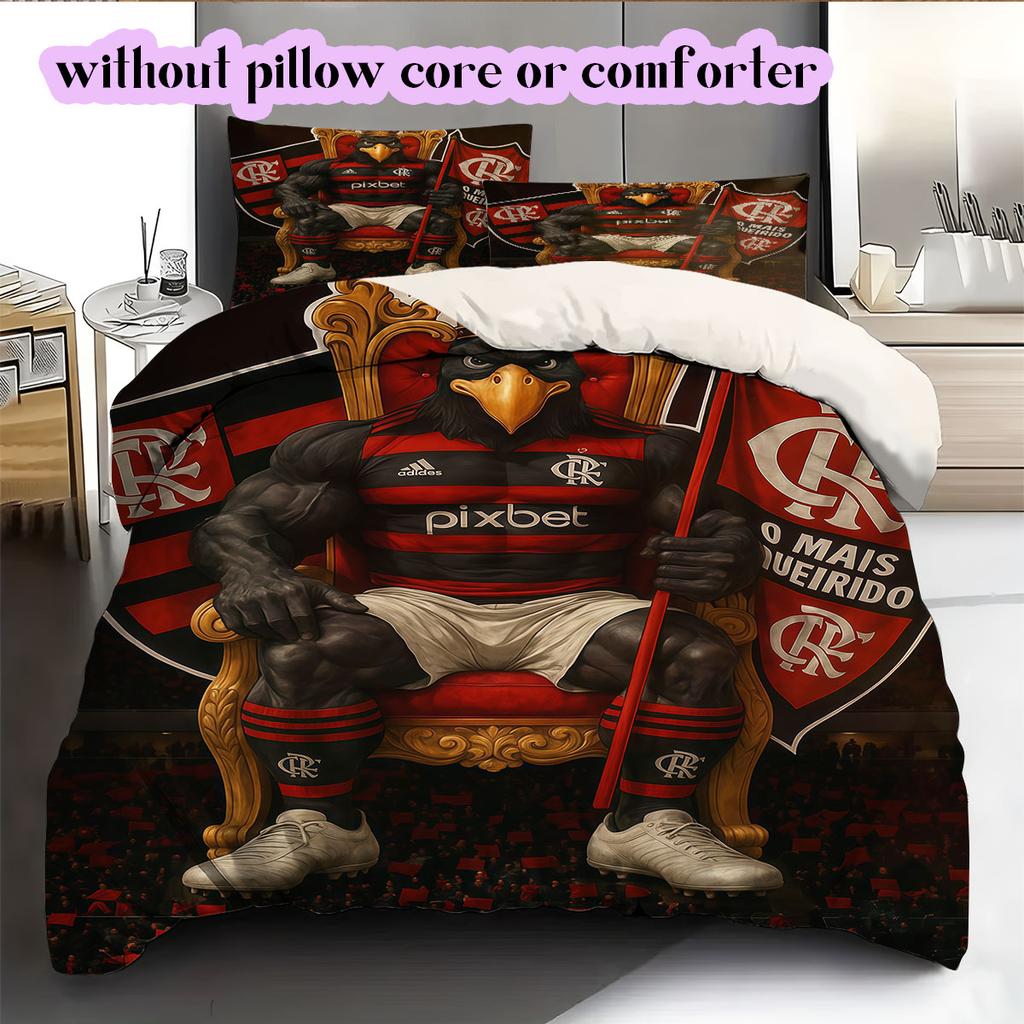 Flamengo football soccer Pattern Bedding,Quilt Set Quilt Cover Pillowcase Home Birthday Gift (1*duvet cover+2*pillowcase,without core)