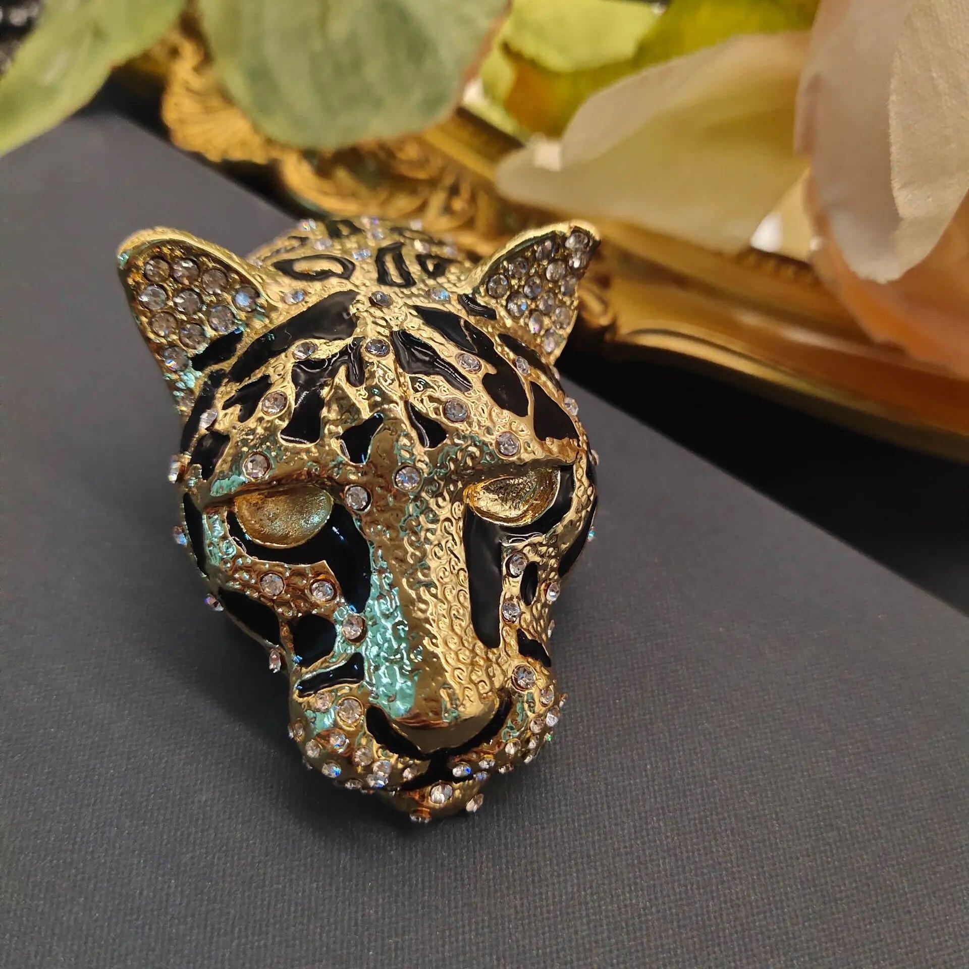 

Ретро брошь с тигром, высокое качество, ручная работа, стразы, капельное масло, леопардовый принт, животный дизайн, модная универсальная брошь, ювелирные изделия для вечеринок
