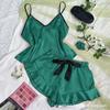 Women's Silky Satin Cami Sleepwear Set Shorts & Tank Top Summer Pajamas Homewear 2-Piece