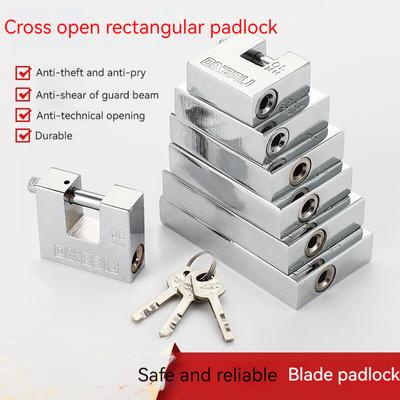 Stainless Steel Padlock Security Safety Lock Antique Horizontal Opening Anti-ancient Horizontally Open Rectangular Blade Padlock