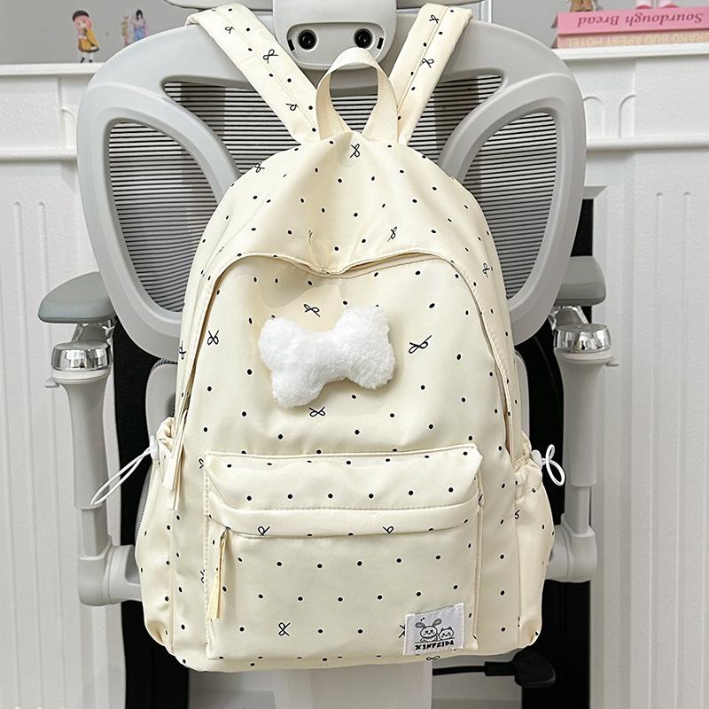 Schoolbag Schoolbag Junior High School Girls Girl Heart Atmosphere Polka Dot Bow Versatile High Value Female Student Backpack High School
