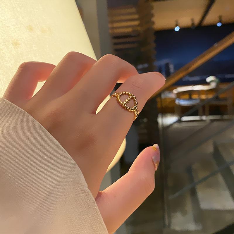 Korean-Style Geometric Titanium Steel Adjustable Index Ring