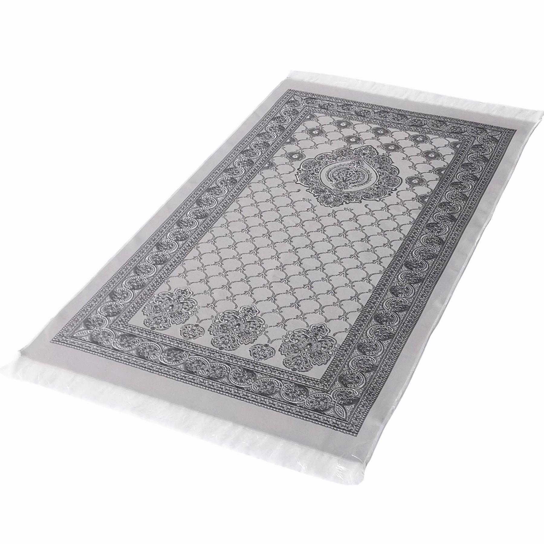 Middle Eastern Style Silk Jacquard Prayer Rug - Portable & Tassel Design, Multiple Colors 70 x 110 cm чёрный