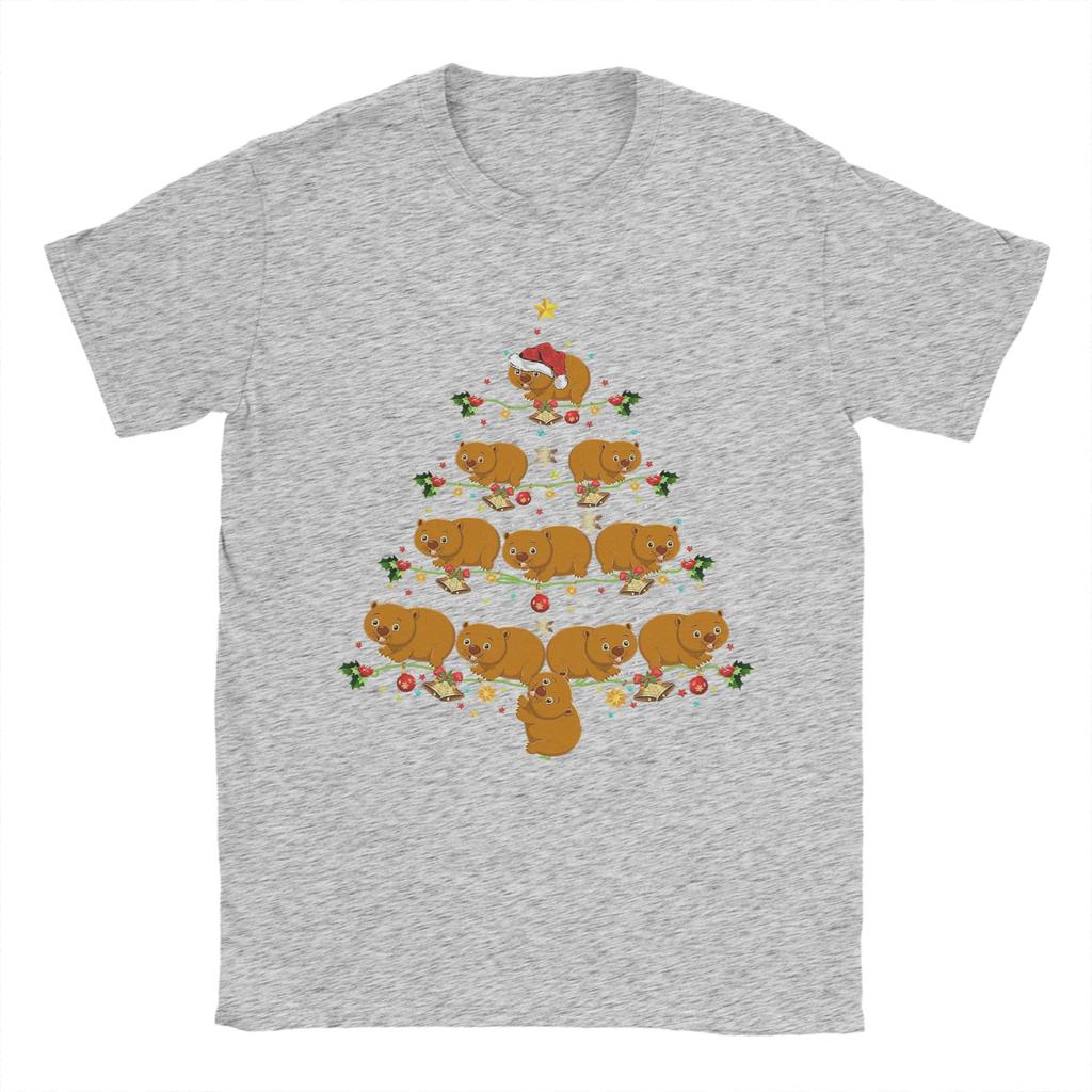 Wombat Xmas Tree Santa Hat Wombat T Shirt  Harajuku T Shirts Short-Sleeved Vintage Tops Beach Cotton O-Neck Oversize Tees
