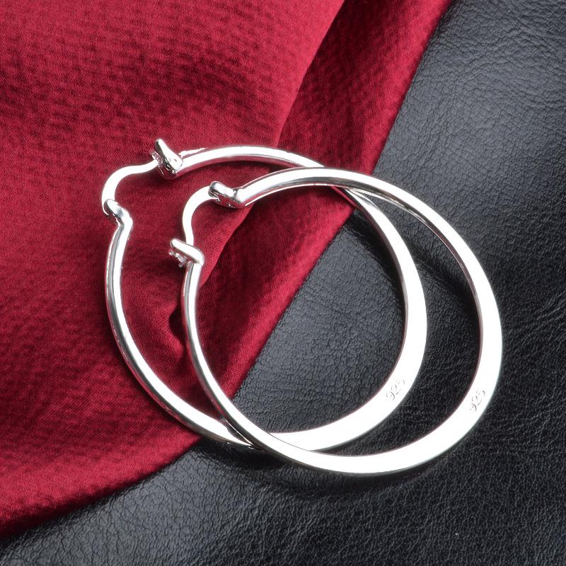 Hot 5CM Big Circle Silver Color Hoop Earrings for Women Holiday Gift Classic Charms Party Wedding Jewelry