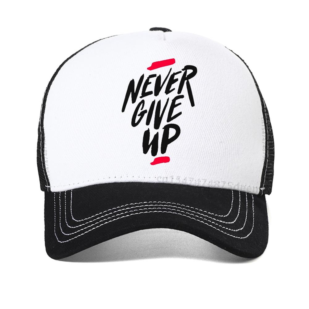 NEVER GIVE UP Print Design Unisex'S Baseball Cap Summer Outdoor Casual Sports Caps Fashion Women Breathable Mesh Cool Snapback Hat