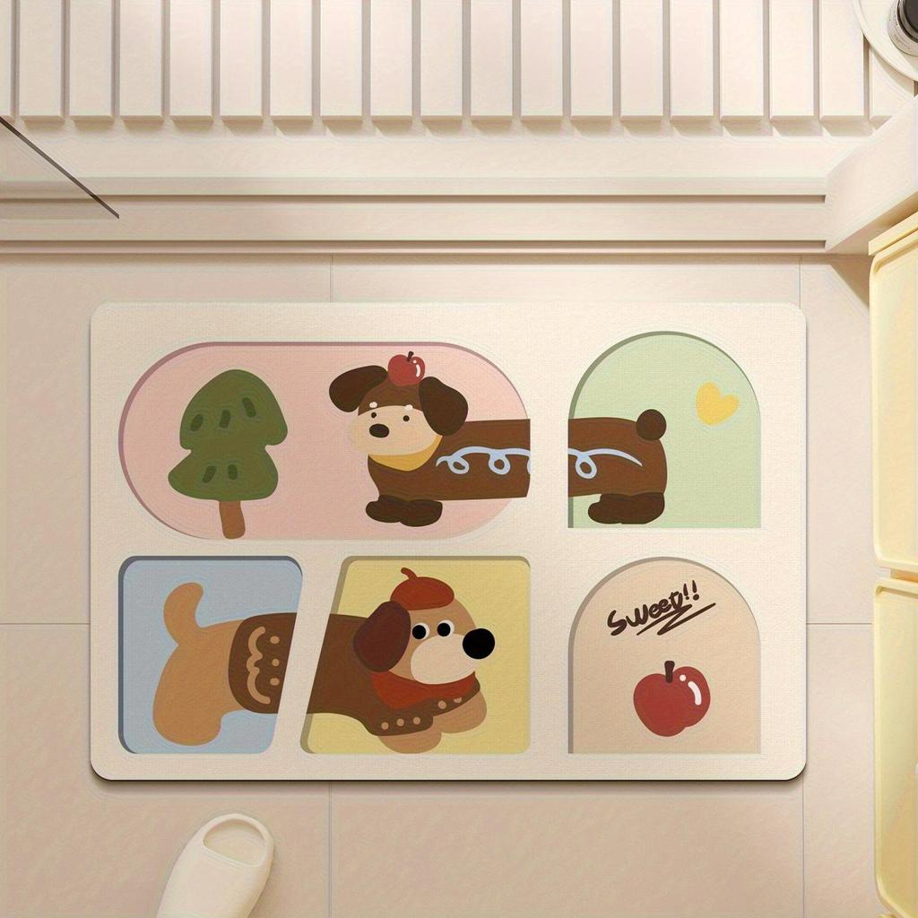 Cute Cartoon Anti-Slip Diatom Mud Bathroom Mat - Water Absorbent Foot Pad for Toilet Door