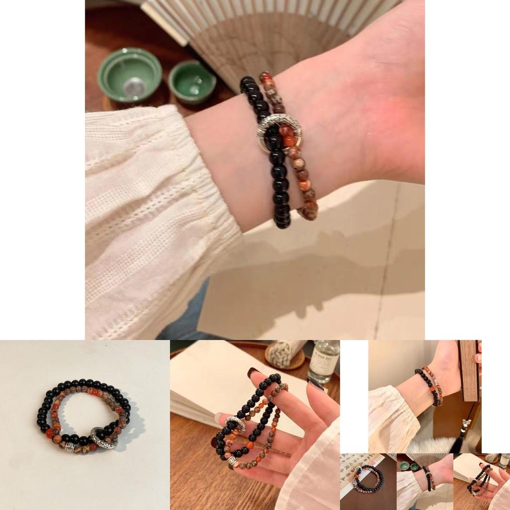 Handcrafted Geometric Beaded Bracelet With Natural Stones Unisex Vintage Ethnic Design