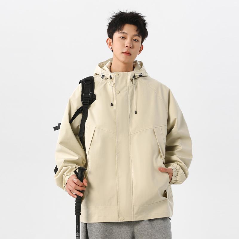 Spring and Autumn New Jacket Men's Hooded Versatile Casual Loose Jacket Solid Color Hooded Teen Jacket for Men