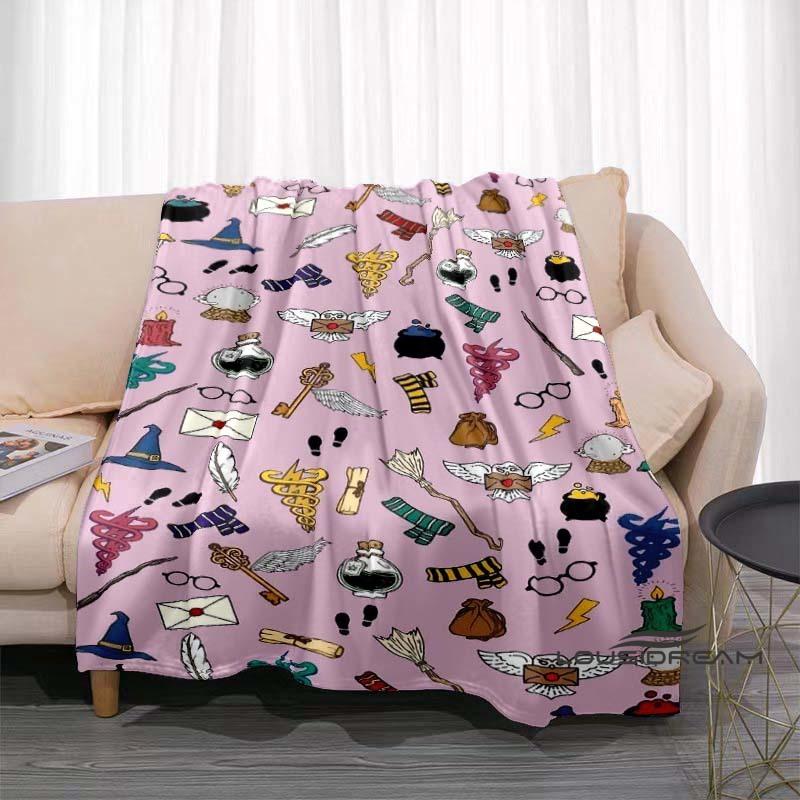 Fantasy-Abenteuerfilm-Thema 3D-gedruckte Decke Harry Potter Warm Gemütlich Flanell-Überwurf Geeignet für Schlafzimmer Sofas Betten