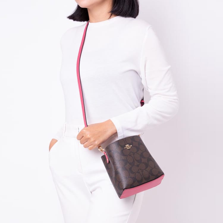 Coach Town Coated Canvas With Smooth Leather Bucket Bag, Shoulder Bag, Crossbody Bag Mini Women's C7269-IMTN8