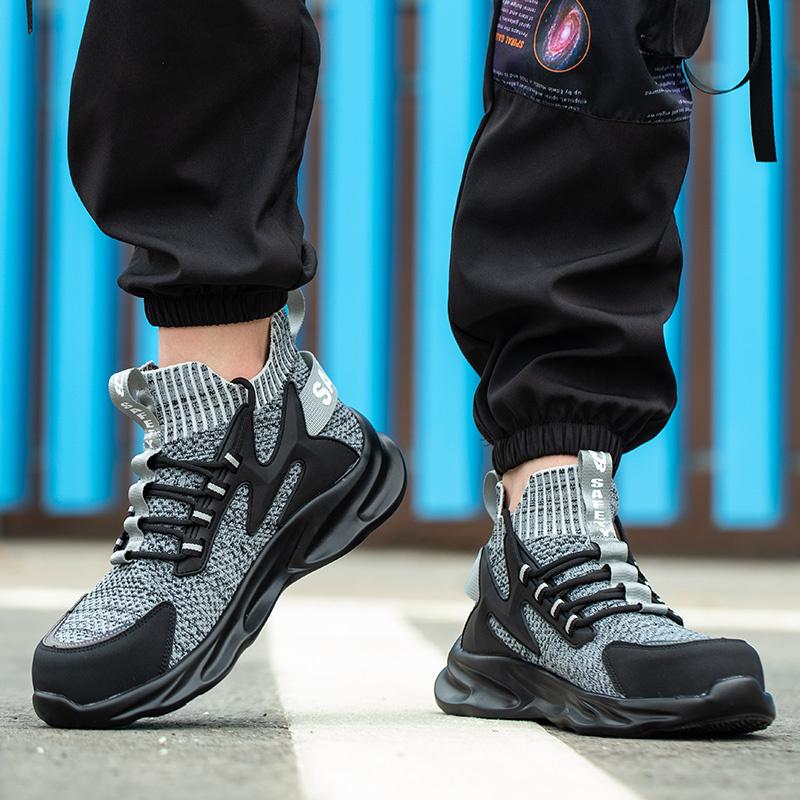 Zapatos a prueba de trabajo para hombre, antigolpes, antiperforación, transpirables, protectores de seguridad, zapatos antideslizantes suaves que absorben los golpes