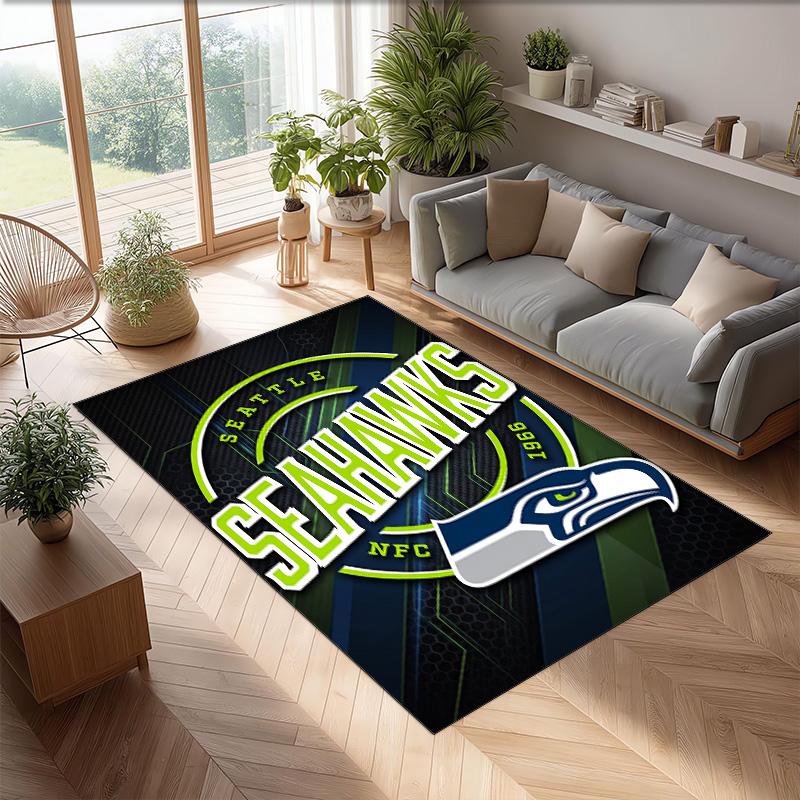 Tappeto in Velluto Cristallo Seattle Seahawks Morbido Anti?Tappetino Antiscivolo Comodo per Casa Soggiorno Camera da Letto Tappeto Decorativo