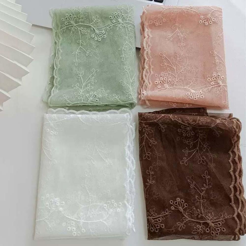 Breathable Spring Silk Scarf Silk Long Hijab Scarf Headband Lace Thin Headscarf  Gift
