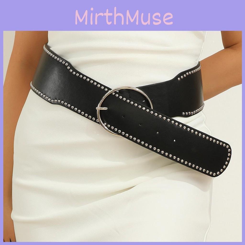 Belt Faux Leather With Rivet Decor And Metal Pin Closure For Outfits Trendy